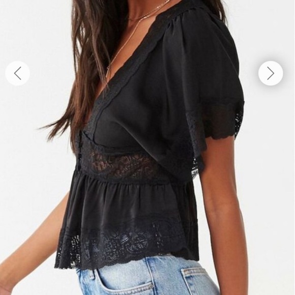 NWT - Forever 21 - BLACK WOVEN TOP - Size - Small - Picture 3 of 10